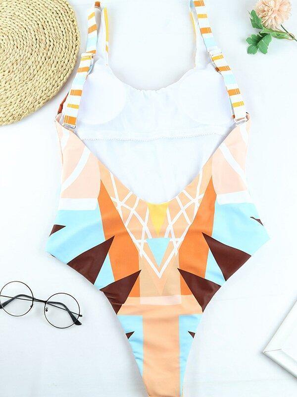 Sexy Tiger Print Backless One-Piece Swimwear-STYLEGOING