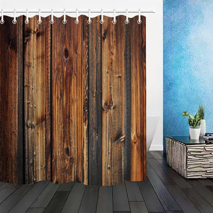 Vintage Wood Door Fabric Shower Curtains