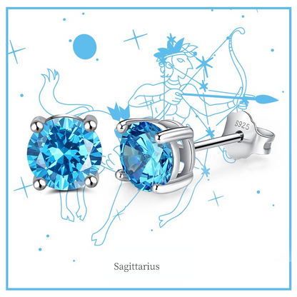 Fashion Sterling Silver Twelve Constellation Earring Studs