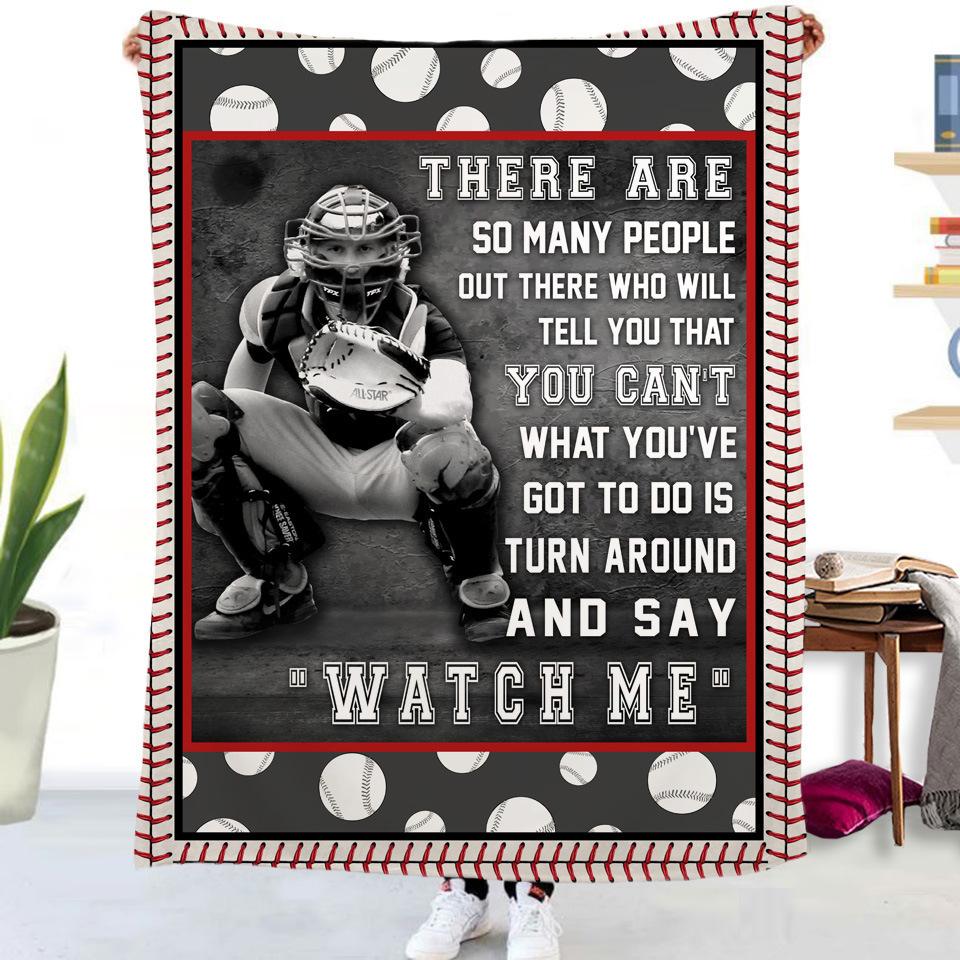"Watch Me" Baseball Gray Fleece Soft Blanket-Blankets-Free Shipping at meselling99