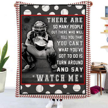"Watch Me" Baseball Gray Fleece Soft Blanket-Blankets-Free Shipping at meselling99