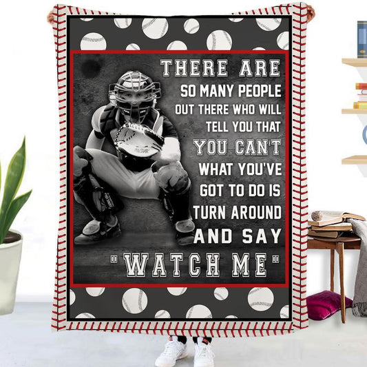 "Watch Me" Baseball Gray Fleece Soft Blanket-Blankets-Free Shipping at meselling99