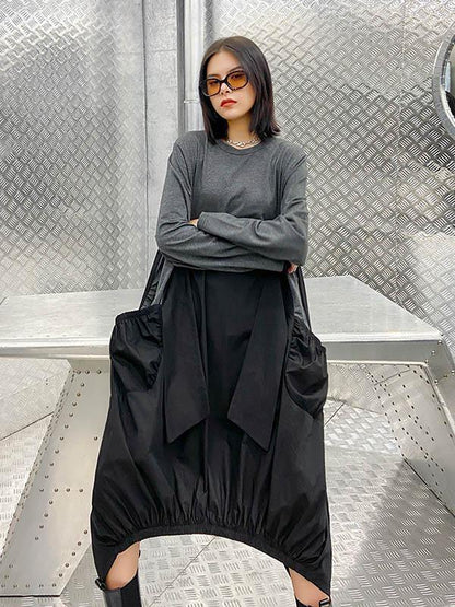 Loose Split-Joint Round-Neck Long Dress-STYLEGOING