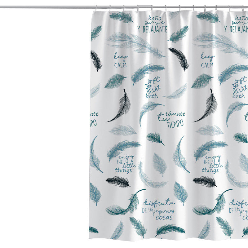 Elegant Feather Bathroom Shower Curtain-STYLEGOING