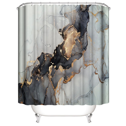 Ink Pattern Marble Bathroom Fabric Shower Curtain Sets