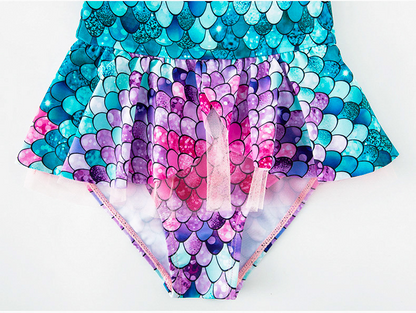 Girls One Piece Mermaid Pricess Swimwear-STYLEGOING