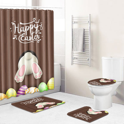 Happy Easter Day Rabbit Designed Shower Curtain Sets