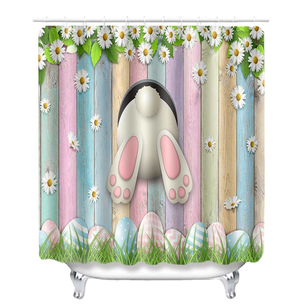 Happy Easter Day Rabbit Designed Shower Curtain Sets