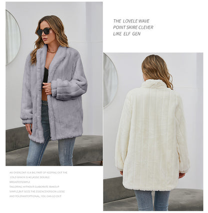 Winter Velvet Artificial Fur Coats for Women