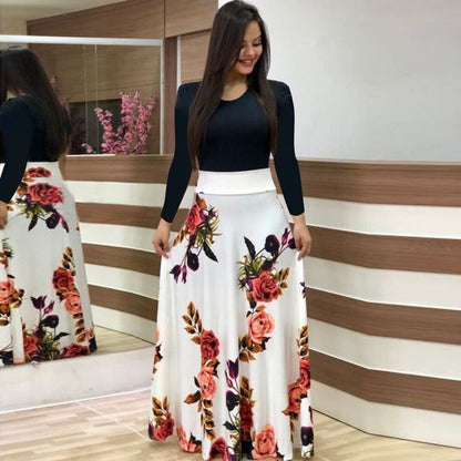 Elegant Plus Sizes Floral Print Plus Sizes Long Dresses
