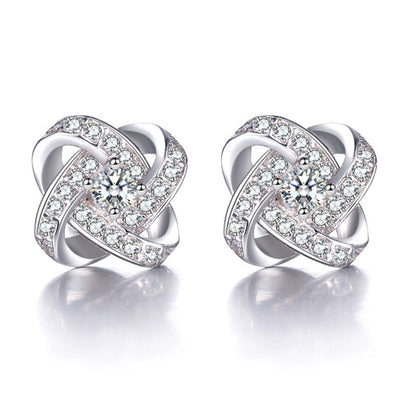 Snowflake Designed Sterling Silver Earring Studs
