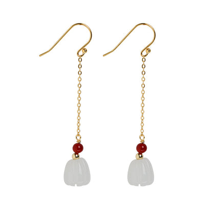 Vintage Sterling Silver Pumpkin Design Dangle Earrings for Women