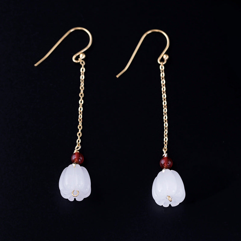 Vintage Sterling Silver Pumpkin Design Dangle Earrings for Women