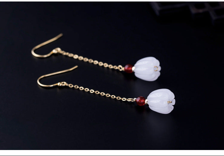 Vintage Sterling Silver Pumpkin Design Dangle Earrings for Women