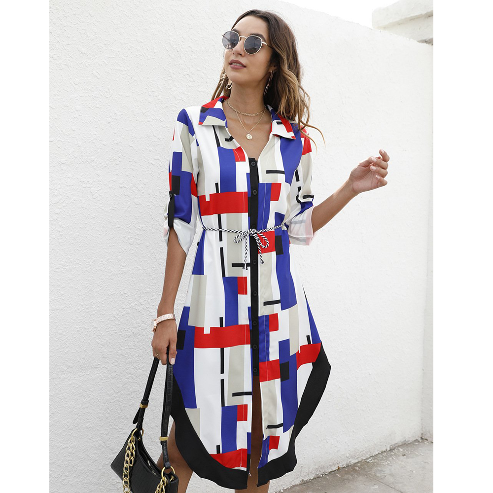 Leisure Long Sleeves Women Short Fall Shirt Dresses-STYLEGOING