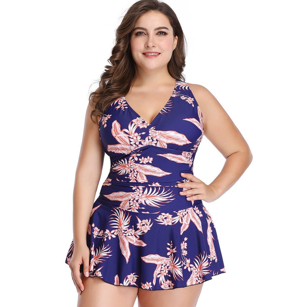 Plus Size Floral Print Hot Spring Swimwear-STYLEGOING