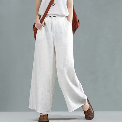 Leisure Linen Vintage Wide Leg Women Pants