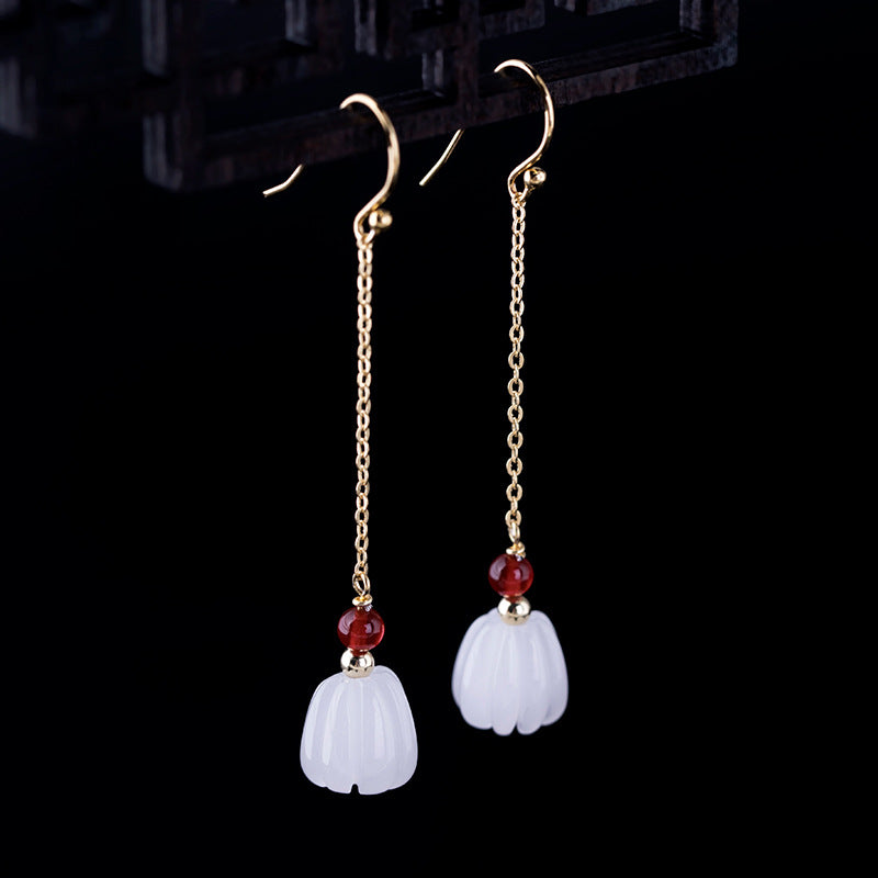 Vintage Sterling Silver Pumpkin Design Dangle Earrings for Women