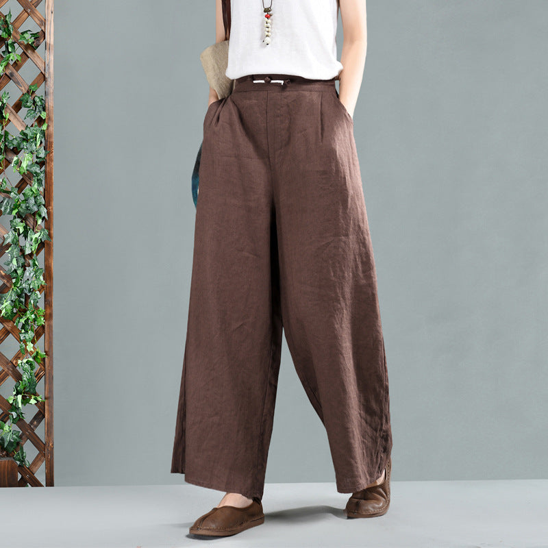Leisure Linen Vintage Wide Leg Women Pants