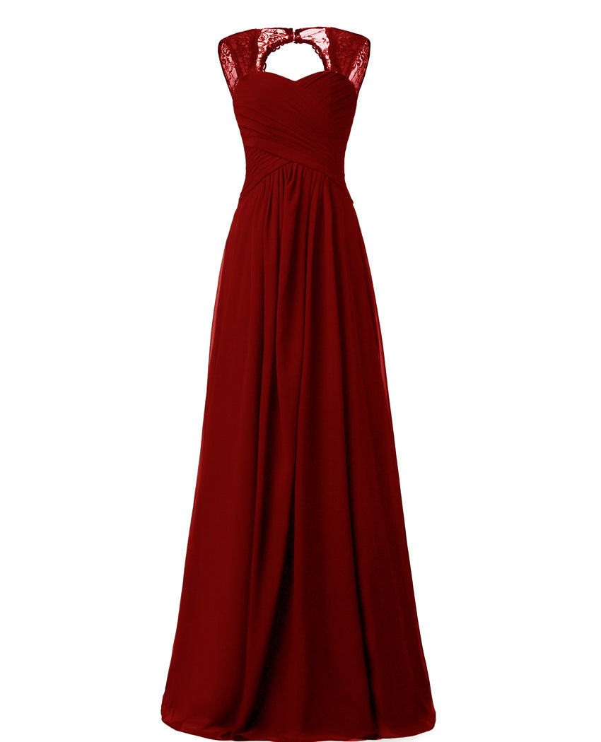 Women Elegant Sleeveless Lace Long Evening Dresses