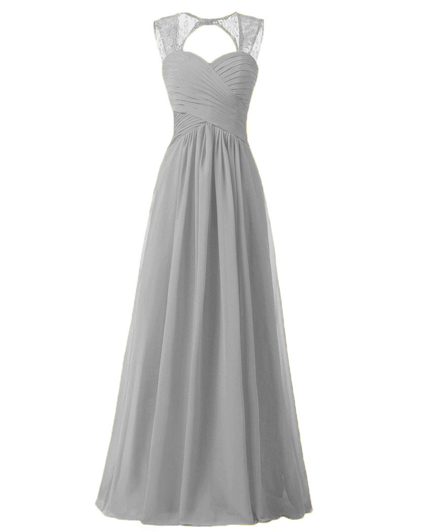 Women Elegant Sleeveless Lace Long Evening Dresses