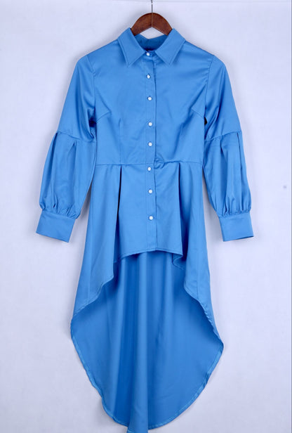 Women Blue Irregular Midi Dresses
