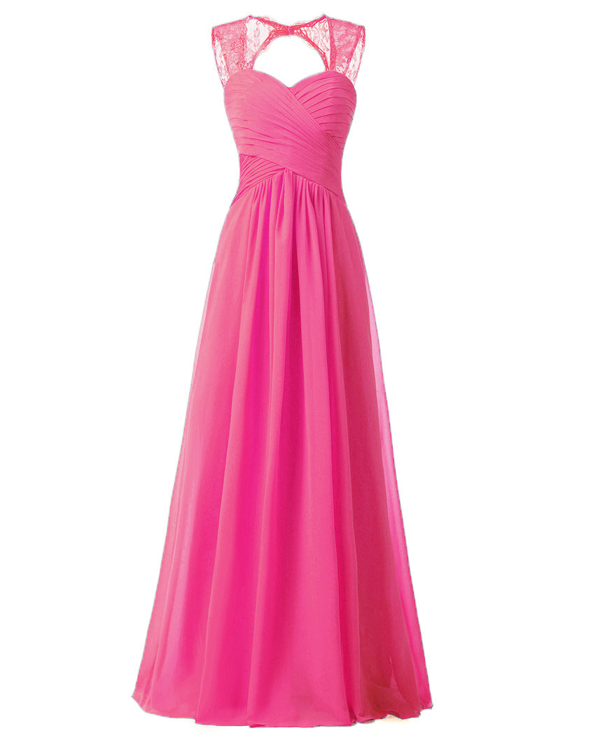 Women Elegant Sleeveless Lace Long Evening Dresses