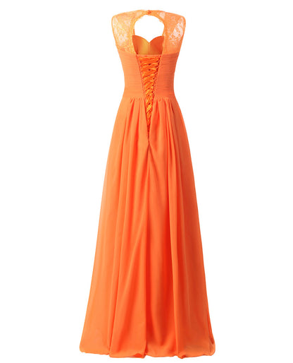 Women Elegant Sleeveless Lace Long Evening Dresses