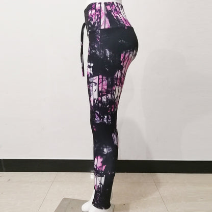 Sexy Abstract Striped High Waist Yoga Leggings