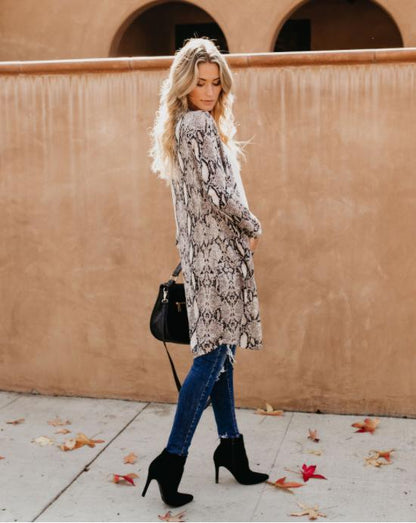 Fashion Camouflage Fall Long Cardigan Overcoat-STYLEGOING