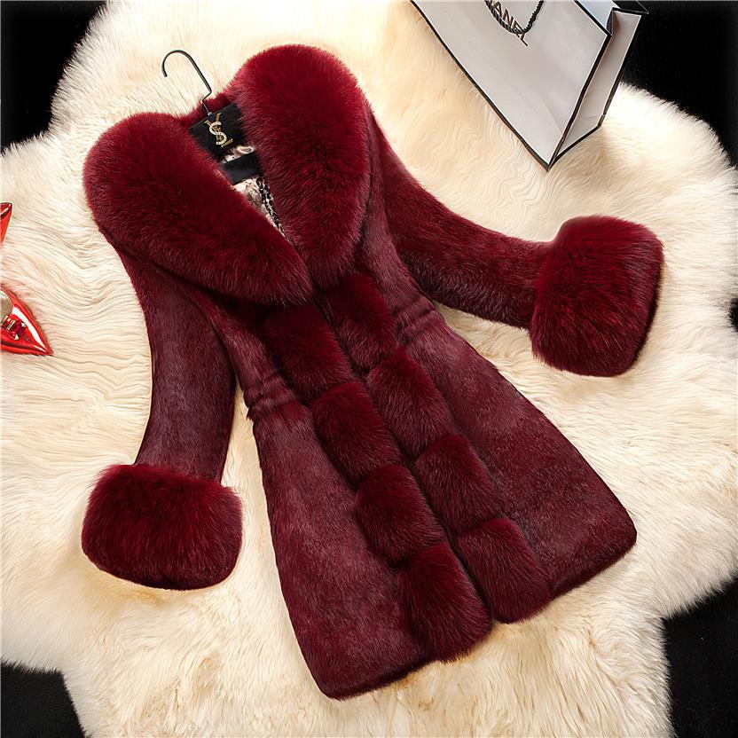 Fashion Artificial Fox Fur Plus Sizes Winter Outerwear