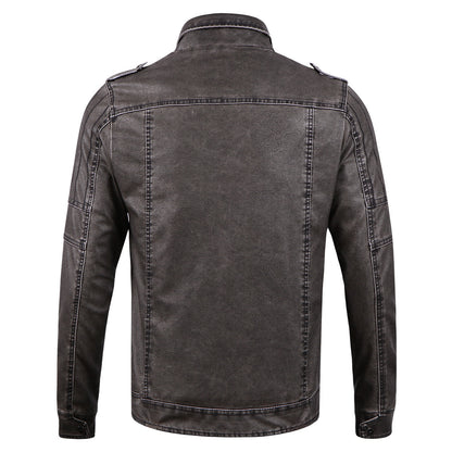 Men's Warm PU Leather Jacket Overcoat