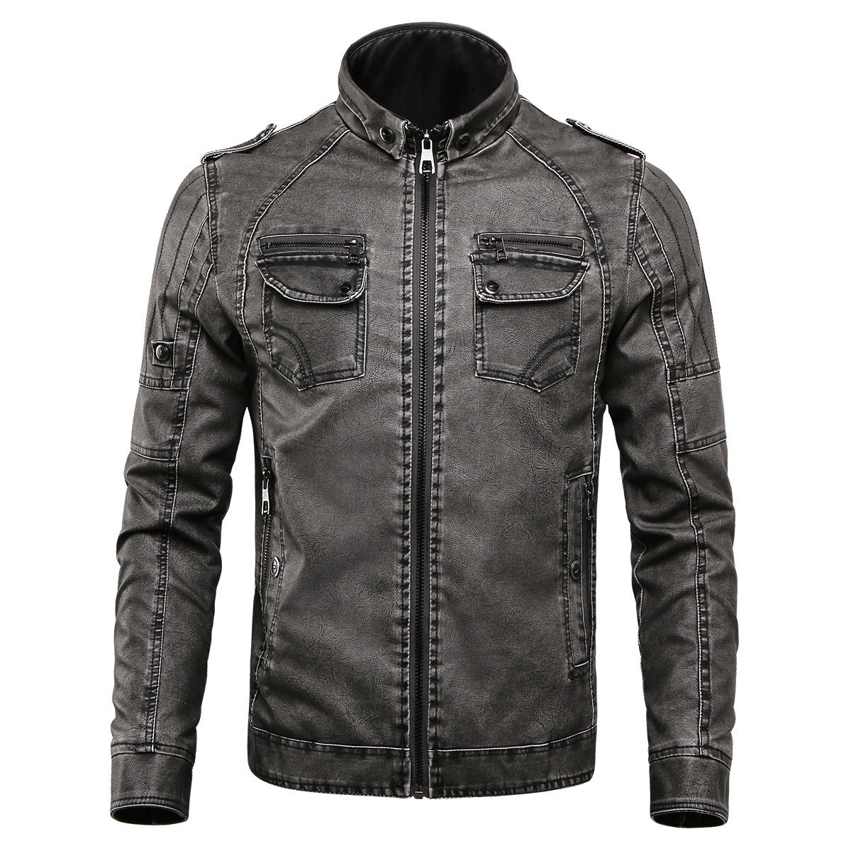 Men's Warm PU Leather Jacket Overcoat