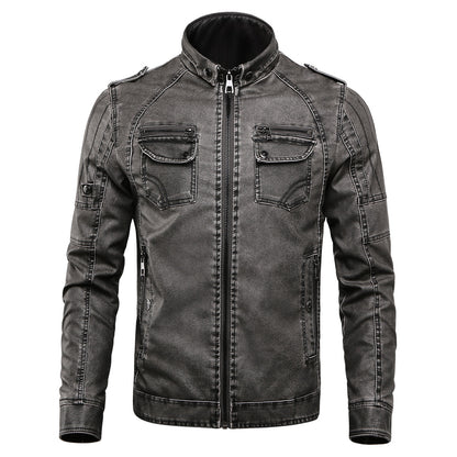 Men's Warm PU Leather Jacket Overcoat