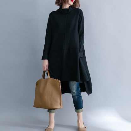Women High Neck Irregular Fall Dresses-STYLEGOING