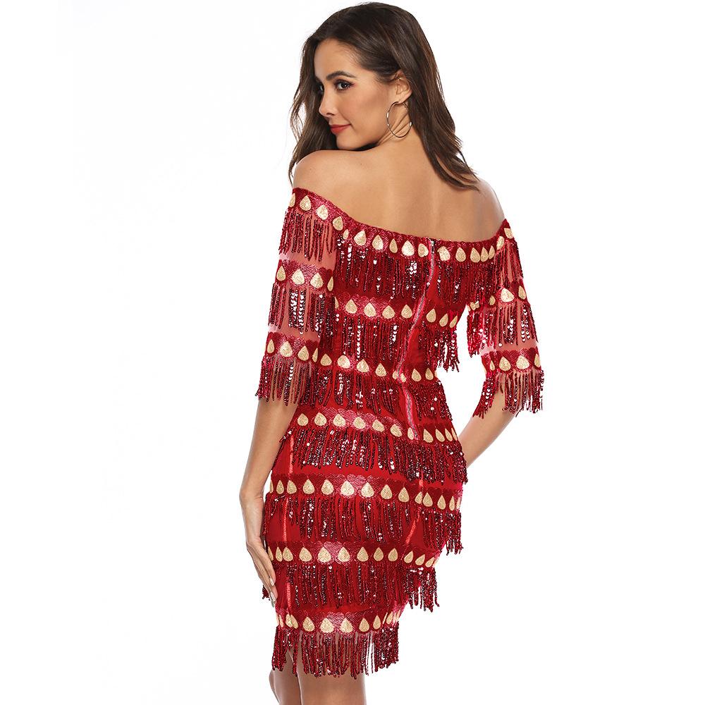Sexy Off The Shoulder Sequins Party Dresses-STYLEGOING