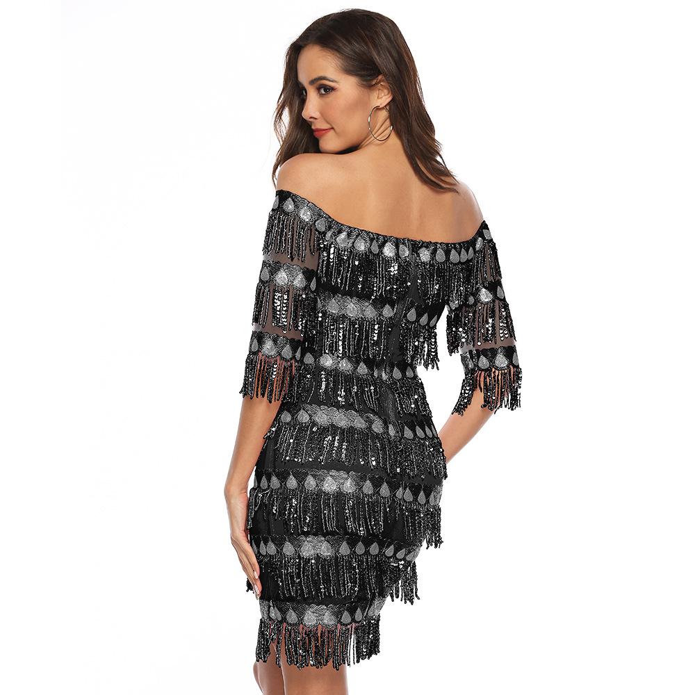 Sexy Off The Shoulder Sequins Party Dresses-STYLEGOING