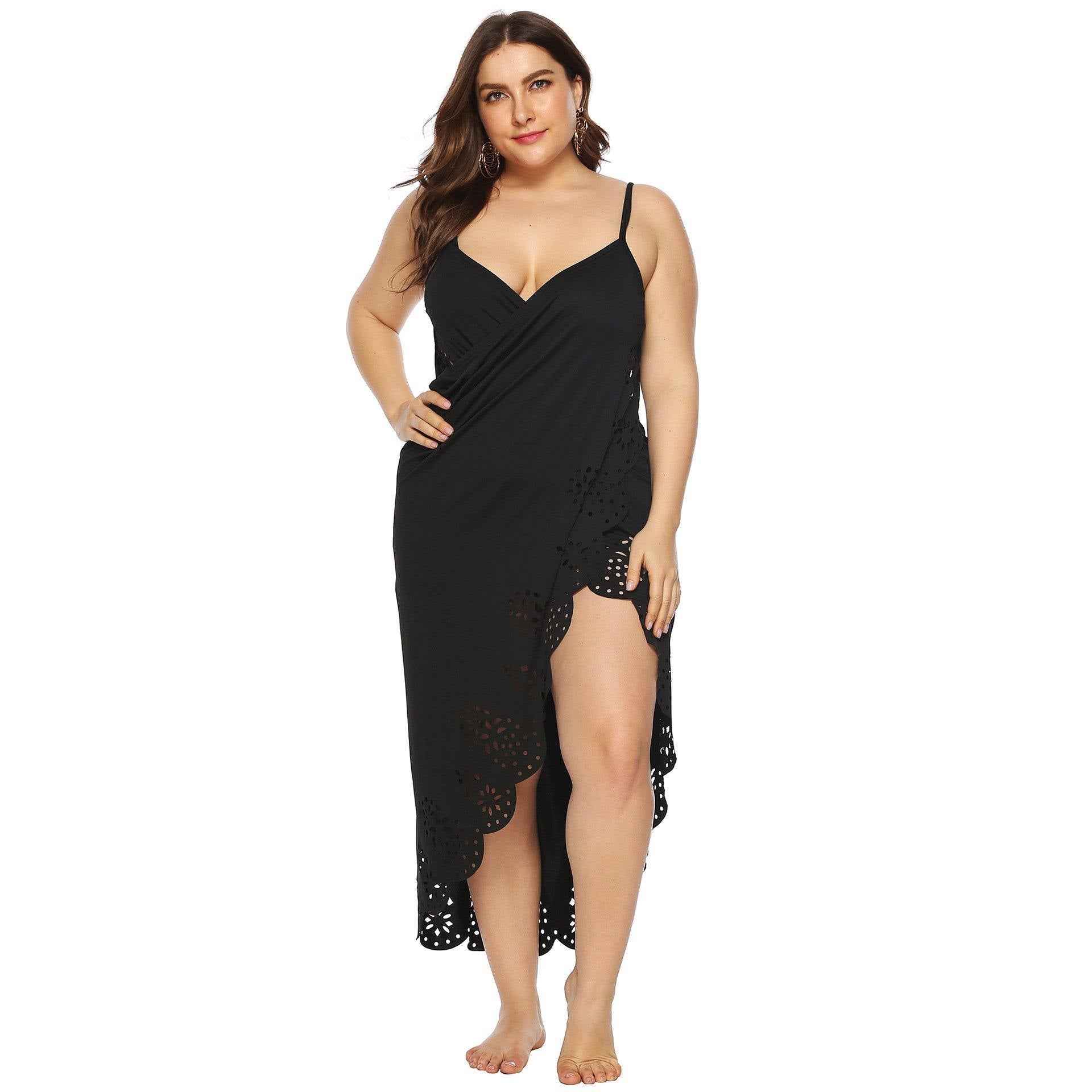 Women Plus Sizes Irregular Long Cover Ups-STYLEGOING