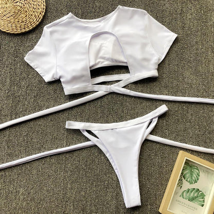 Sexy Short Sleeves Summer Beach Bikini-STYLEGOING