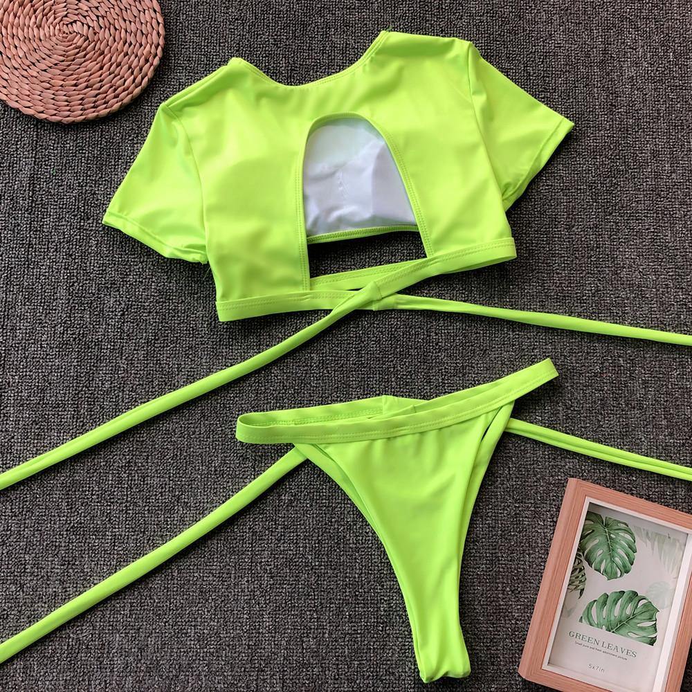 Sexy Short Sleeves Summer Beach Bikini-STYLEGOING