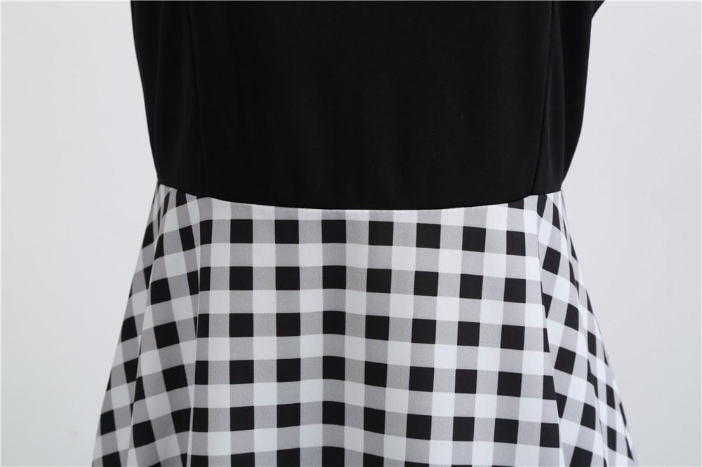 Plaid Print Sleeveless Belt Vintage Dresses-STYLEGOING