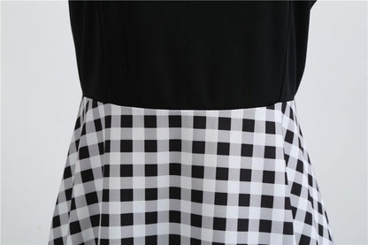 Plaid Print Sleeveless Belt Vintage Dresses-STYLEGOING
