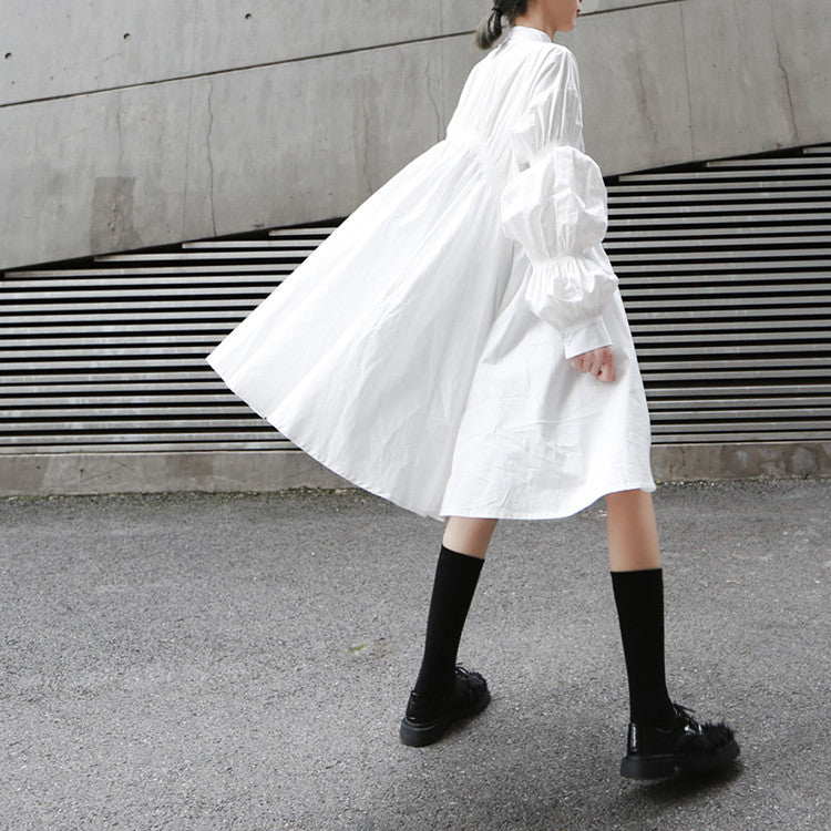 Designed Women Irregular Puff Sleeves Dresses