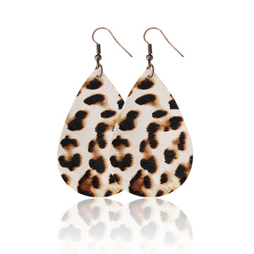 Water Drop Designed Leopare Print Earrings for Women