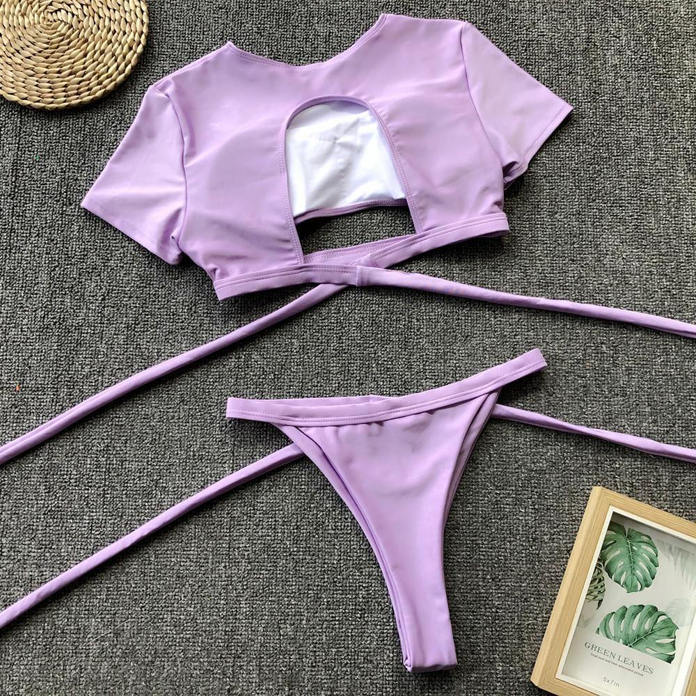 Sexy Short Sleeves Summer Beach Bikini-STYLEGOING