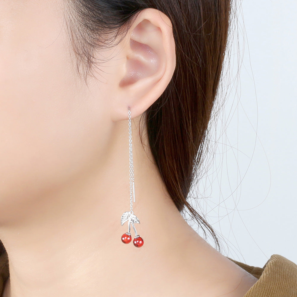 Fashion Sterling Sliver Garnet Earrings for Women