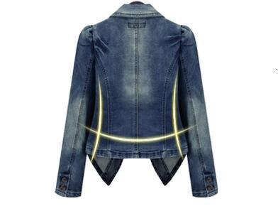 Plus Size Women Long Sleeves Denim Blazers