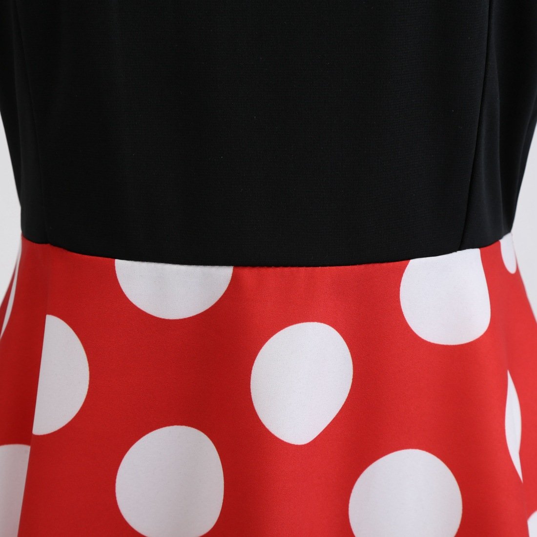 Red Plus Sizes Round Neck Polk Dot Dresses-STYLEGOING