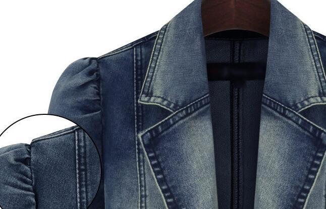 Plus Size Women Long Sleeves Denim Blazers
