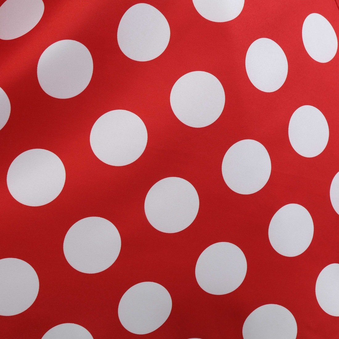 Red Plus Sizes Round Neck Polk Dot Dresses-STYLEGOING